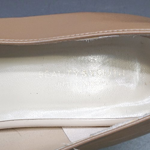 ◇ BEAUTY&YOUTH UNITED ARROWS スクエアトゥ チャンキーヒール パンプス サイズ37 ベージュ レディース E_画像8