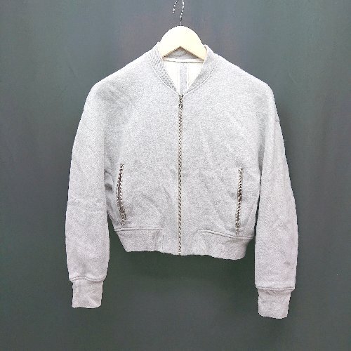 ◇ UNITED ARROWS シルク・カシミヤ混 無地 ジップアップ 長袖 パーカー 表記なし グレー レディース E