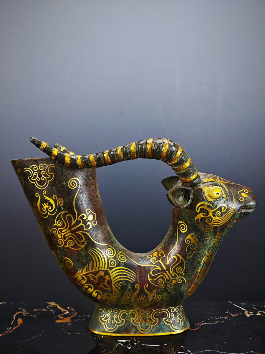 超珍館蔵】銅製 塗金 高足熏香炉 箱付 置物 古賞物 古美術品 超珍館蔵】銅製 塗金 高足熏香炉 箱付 置物 古賞物 古美術品