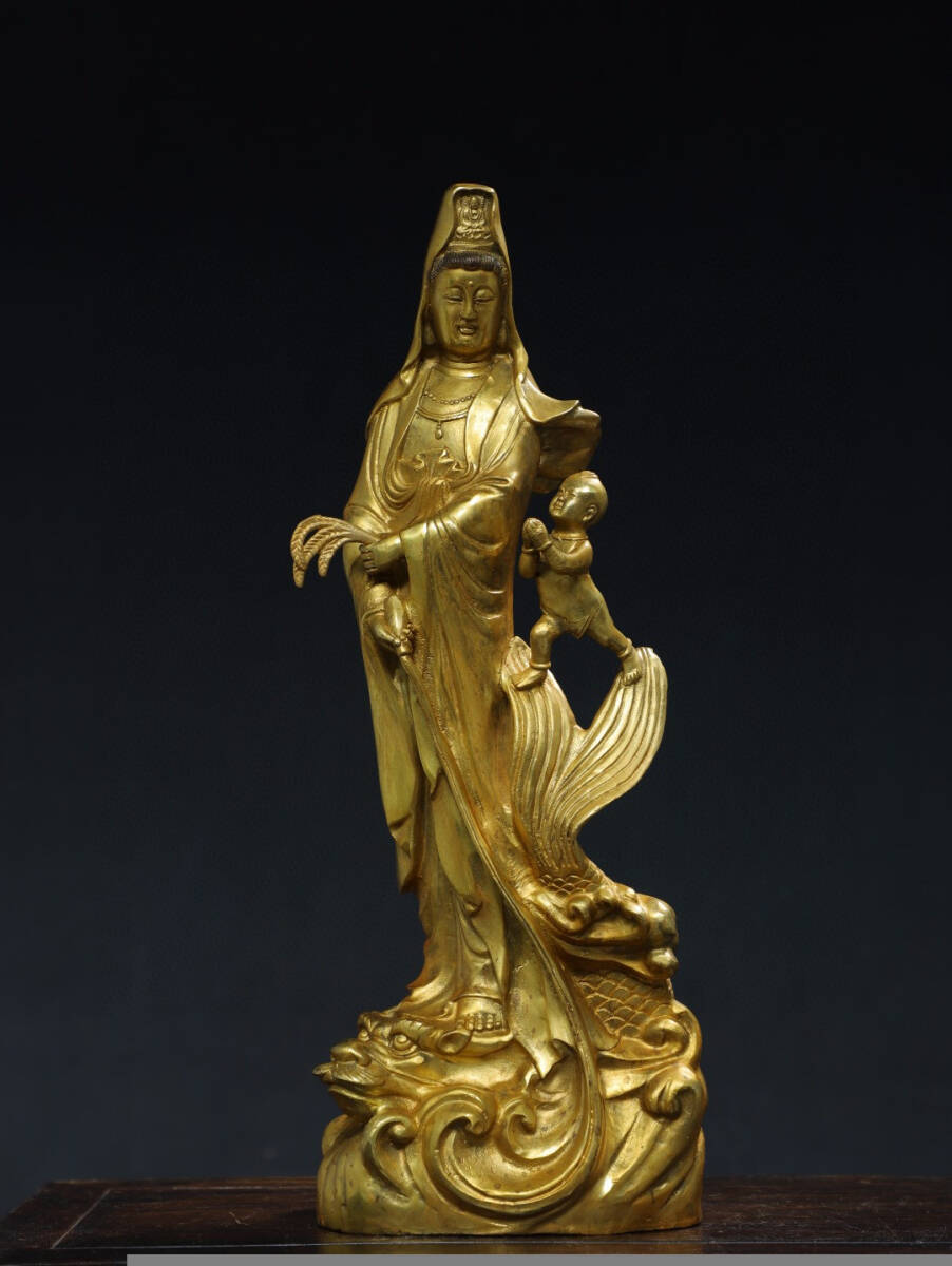 超珍館蔵】銅製 金鍍 彩繪 大勢至菩薩造像 置物 古賞物 古美術品 超珍館蔵】銅製 金鍍 彩繪 大勢至菩薩造像 置物 古賞物 古美術品
