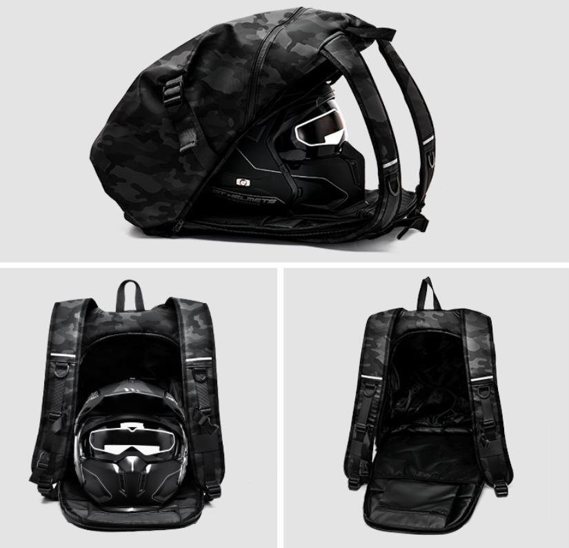 LRM4854メンズ ヘルメットバッグ ツーリング バックパック 迷彩バイク用 リュックサック オートバイサイクリングバッグ防水バッグ通勤通學