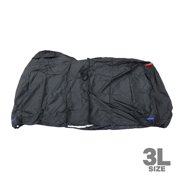 ю 【汎用】 バイク カバー [ 3L ] 撥水 耐熱 オックス300D ベルト付き ブラック 黒 収納袋付き 車體カバー ヤマハ FZR600
