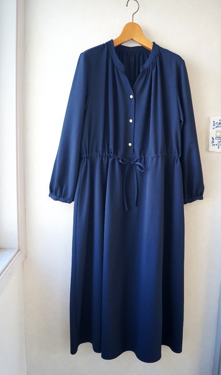 ★送料無料! fredy emue / ノーリーズ *金ボタン♪上品 Aラインワンピース　ネイビー 36*　古着のgplus広島 2411t2
