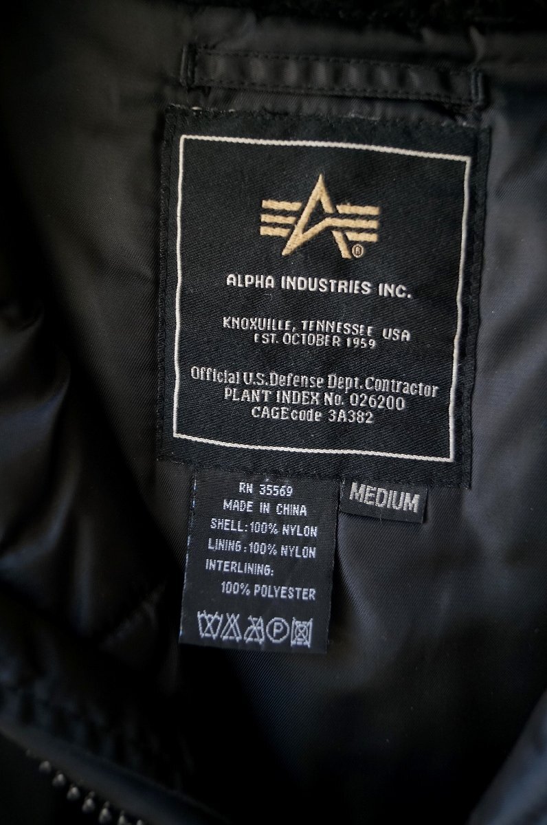 ◆ALPHA INDUSTRIES　アルファ インダストリーズ *ミリタリージャケット コート　黒 M*　古著のgplus広島 2411t2