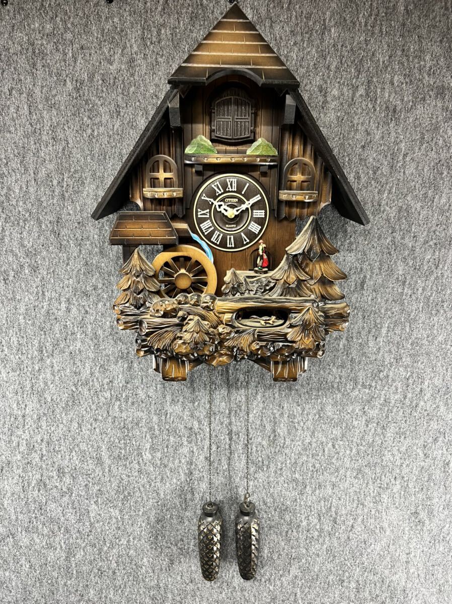 ♭ CITIZEN 鳩時計 レトロ 木製 掛け時計 カッコウ時計 鳩時計