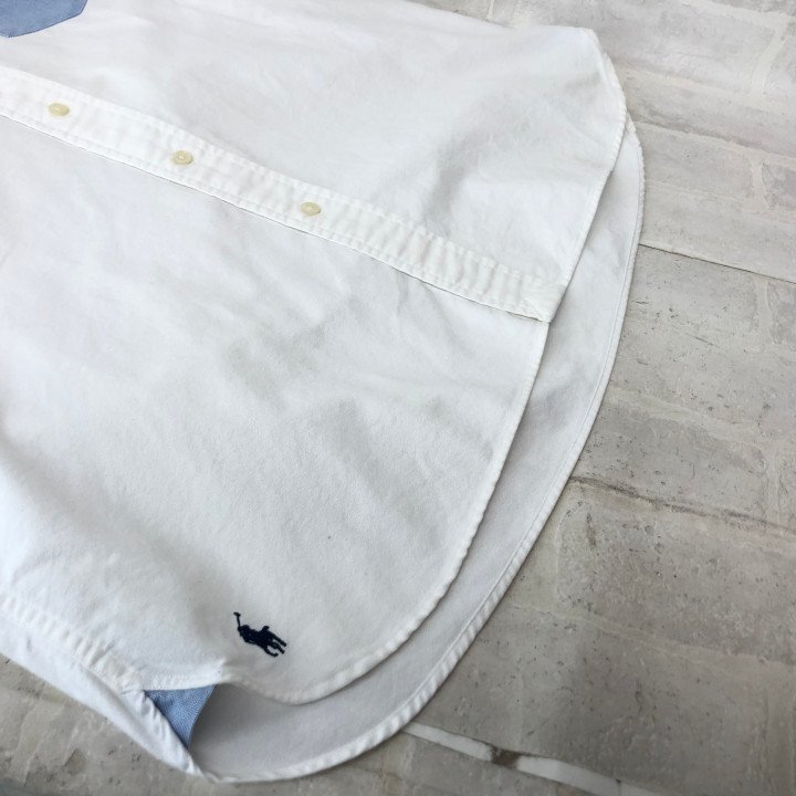 RALPH LAUREN ラルフローレン ワンポイントポニー刺繍 オックスフォード ボタンダウン 半袖シャツ SIZE: M ホワイト MH632024110518