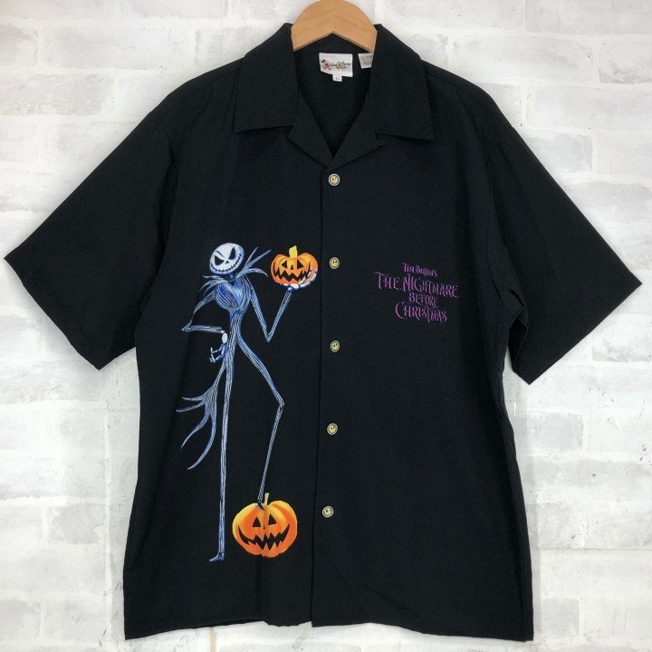 WALT DISNEY WORLD ディズニーワールド 2002年 ナイトメア ビフォア クリスマス ボーリングシャツ SIZE: L ブラック MH632024111407
