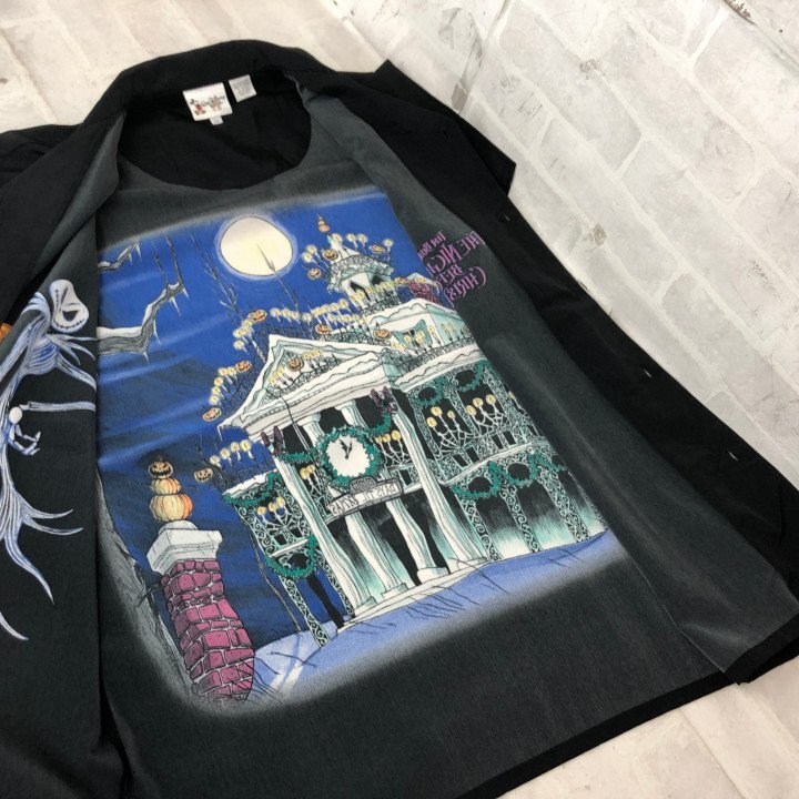 WALT DISNEY WORLD ディズニーワールド 2002年 ナイトメア ビフォア クリスマス ボーリングシャツ SIZE: L ブラック MH632024111407