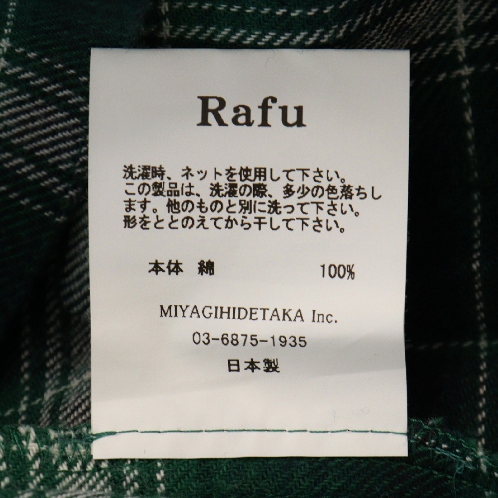 Rafu ラフ 23SS ダメージ加工 チェック柄 ネルシャツ グリーン Rafu ラフ 23SS ダメージ加工 チェック柄 ネルシャツ グリーン