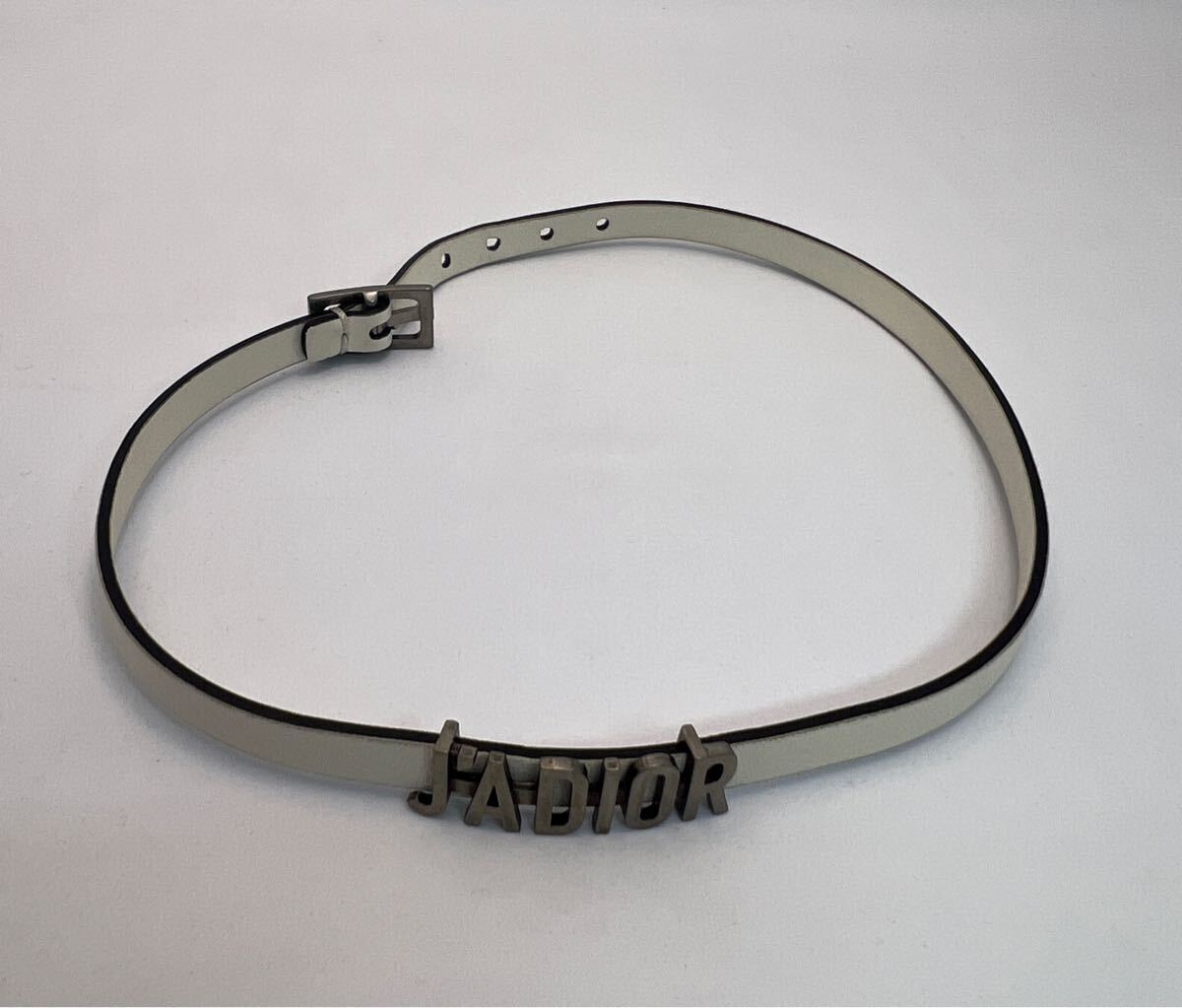 [Christian Dior]JADIOR белый кожа 2 -слойный браслет короткое колье ошейник 