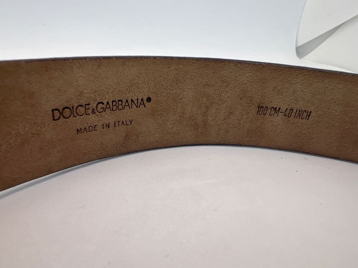 【希少】DOLCE&GABBANA ロゴベルト　茶　レザーベルト　ラインストーンバックル 