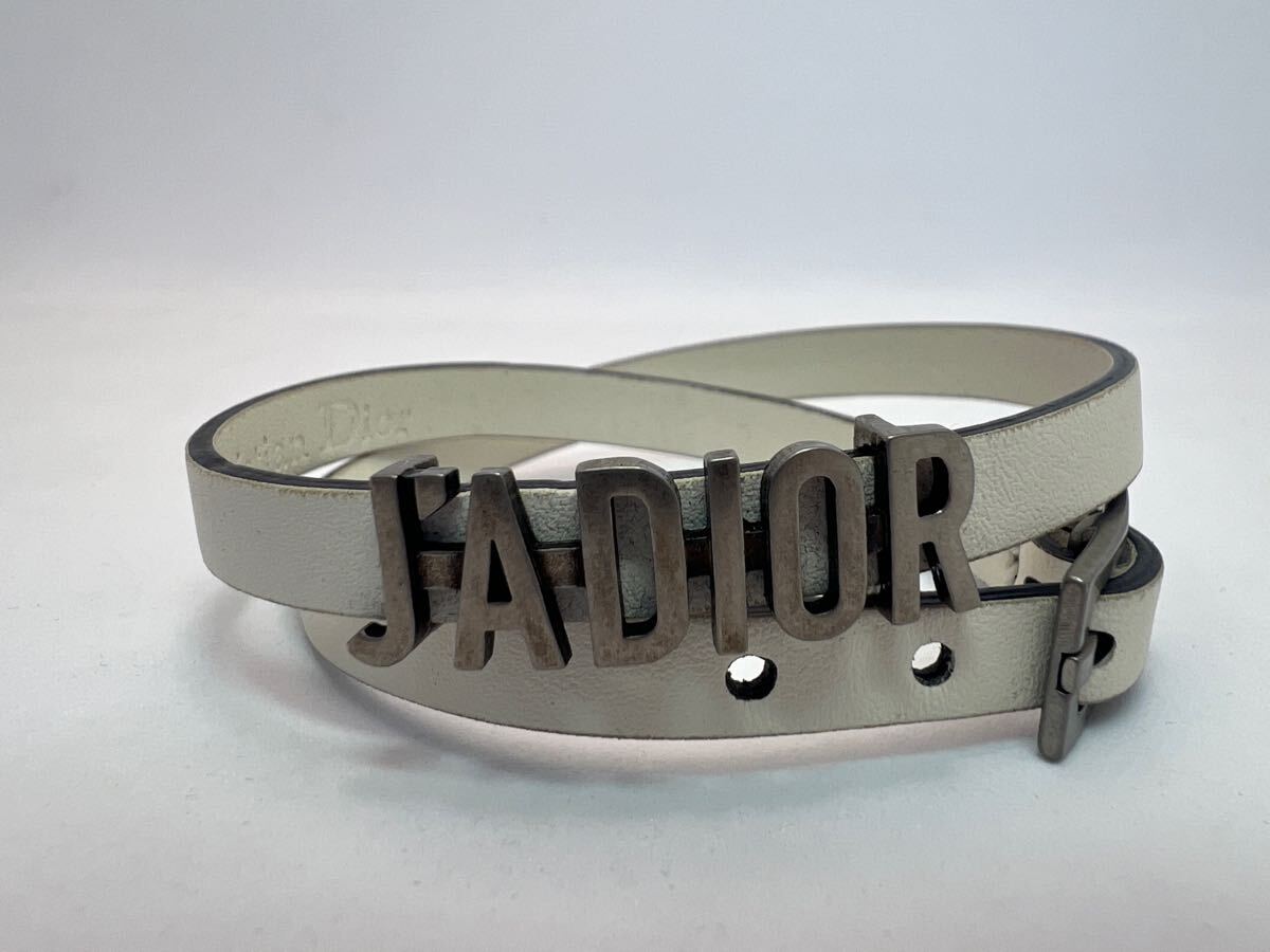 [Christian Dior]JADIOR белый кожа 2 -слойный браслет короткое колье ошейник 