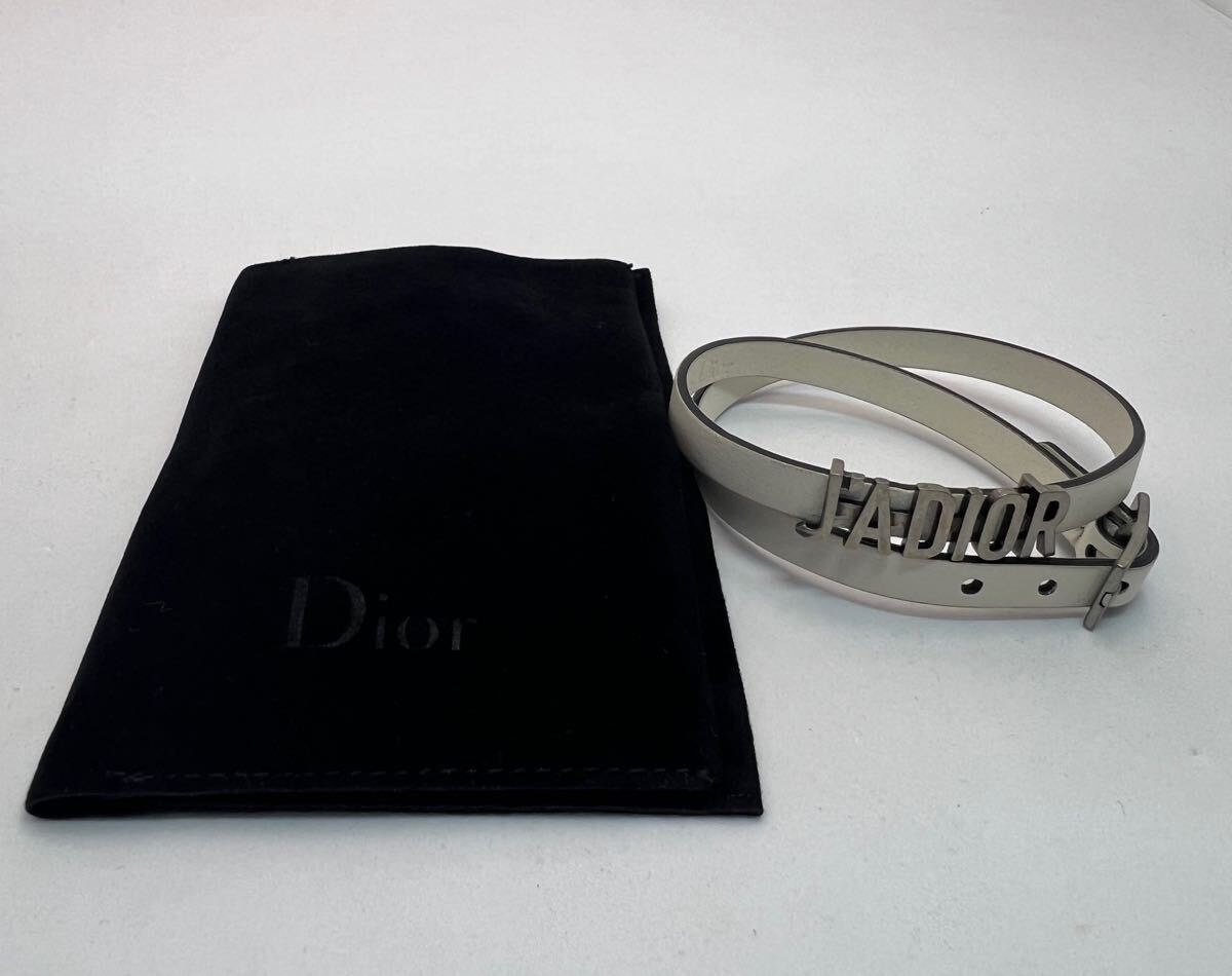 [Christian Dior]JADIOR белый кожа 2 -слойный браслет короткое колье ошейник 