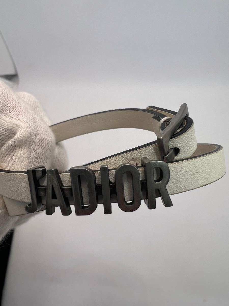[Christian Dior]JADIOR белый кожа 2 -слойный браслет короткое колье ошейник 