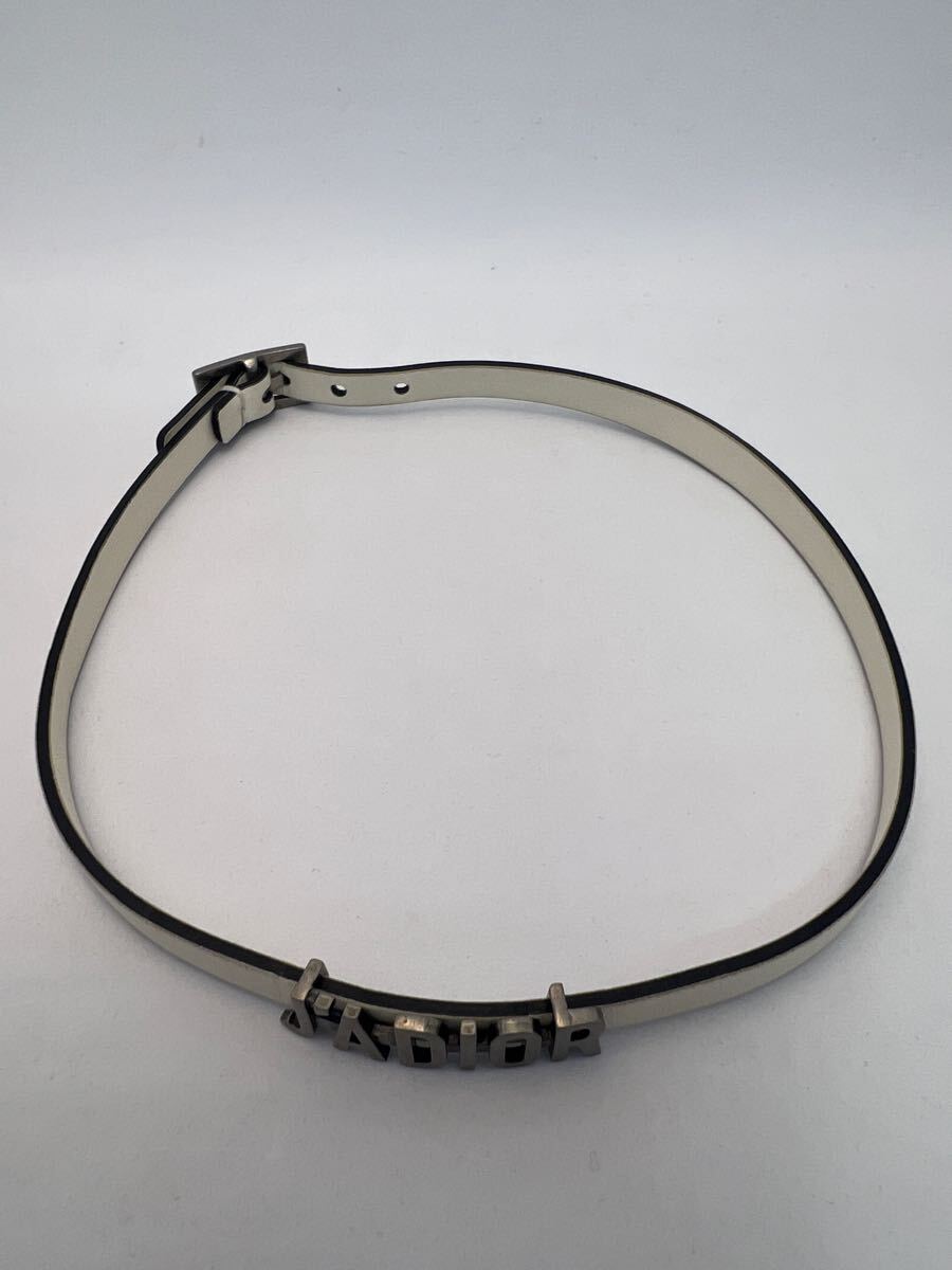 [Christian Dior]JADIOR белый кожа 2 -слойный браслет короткое колье ошейник 