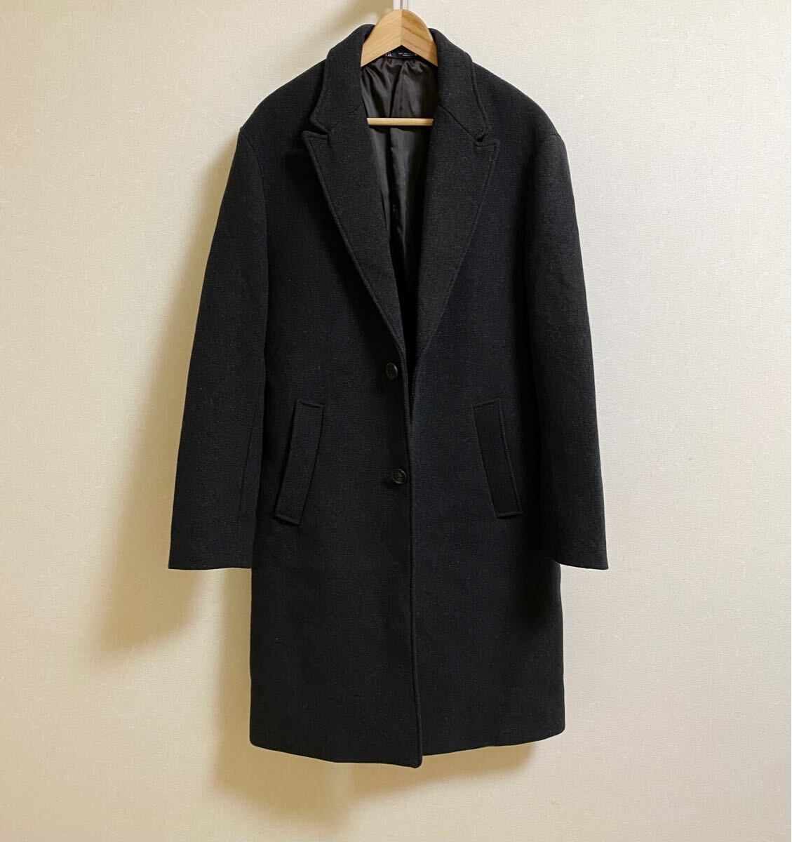 ZARA/チェスターコート/ブラック/サイズL/メンズ|Yahoo ZARA/チェスターコート/ブラック/サイズL/メンズ|Yahoo