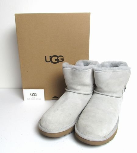 ♪訳有/お箱付き！UGG(アグ)W KAREL 1019639 W / GRV/カレル/ムートンブーツ/レディース/グレー系×デザイン金具ベルト付き/日本サイズ24㎝