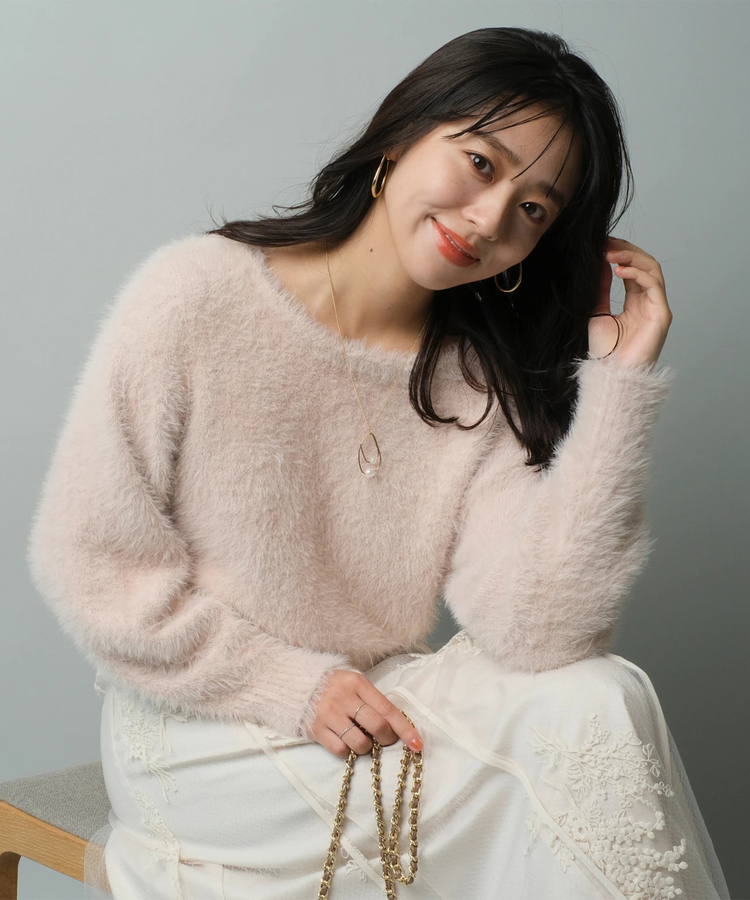 【新品未使用タグ付】JUSGLITTY ジャスグリッティー フェザーゆるプルオーバー サイズ2 薄ピンク _画像1