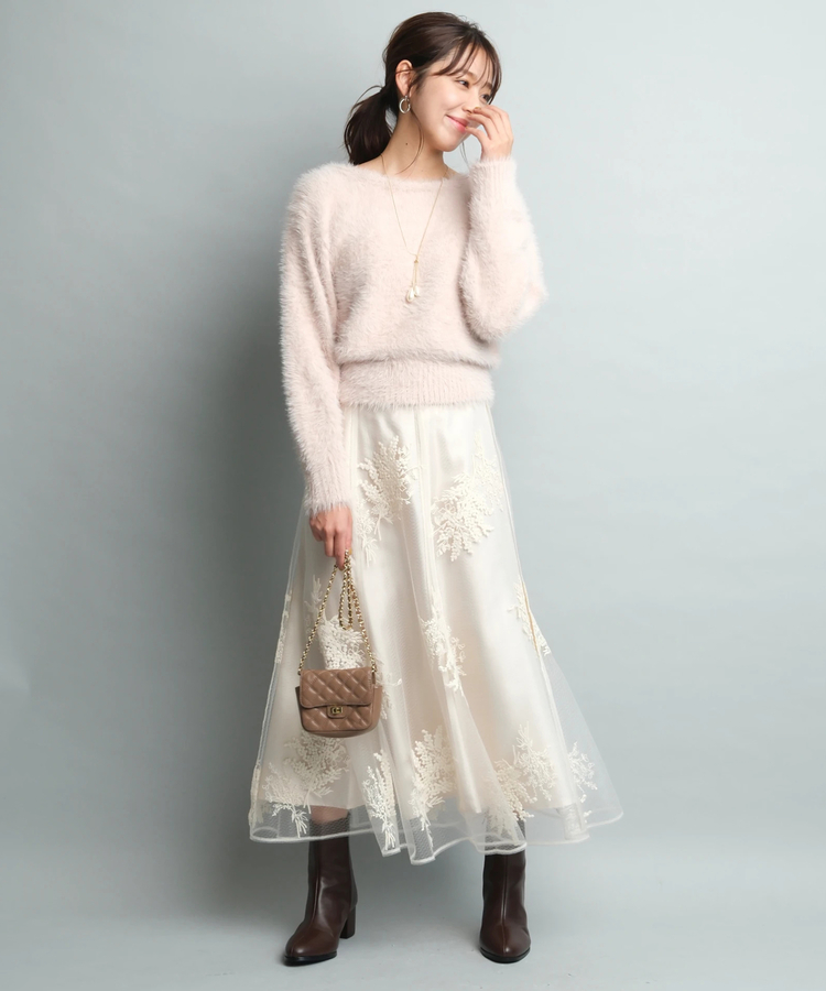 【新品未使用タグ付】JUSGLITTY ジャスグリッティー フェザーゆるプルオーバー サイズ2 薄ピンク _画像4