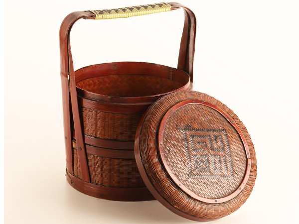 【流】煎茶道具 時代 竹編網代細工煎茶提藍 TW428