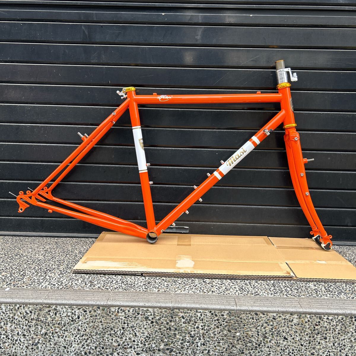 masi milano orange 510mm ロードフレーム クロモリフレーム カンチブレーキ小物・シフトワイヤー小物付属・完成車外し・未使用品