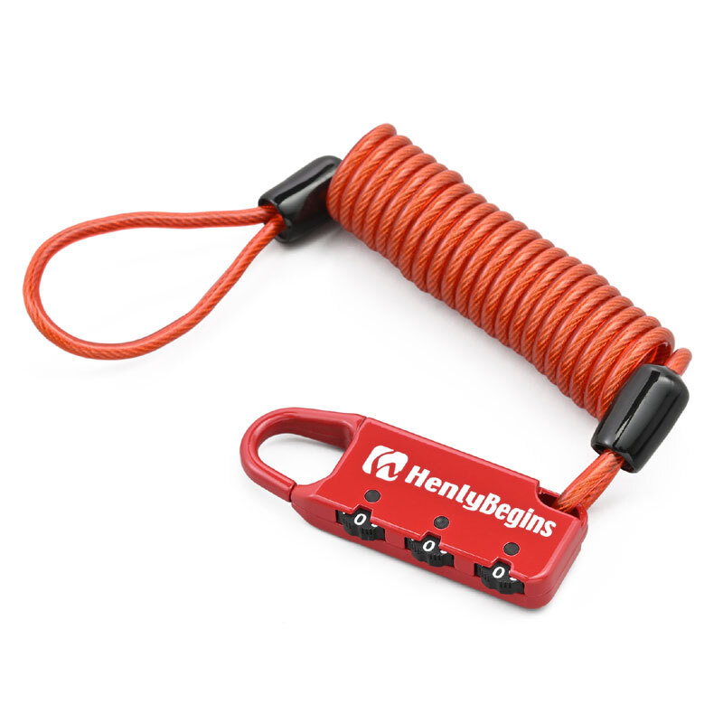 デイトナ DAYTONA ヘンリービギンズ（HenlyBegins） コンパクトダイヤルロック DLK120R カールコードタイプ レッド 1200mm 45845