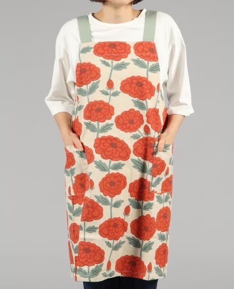 m6596 tag attaching new goods a dust rear apron cotton 100% India cotton F beige × red series kka flower H rattling AP reference regular price Y2970-