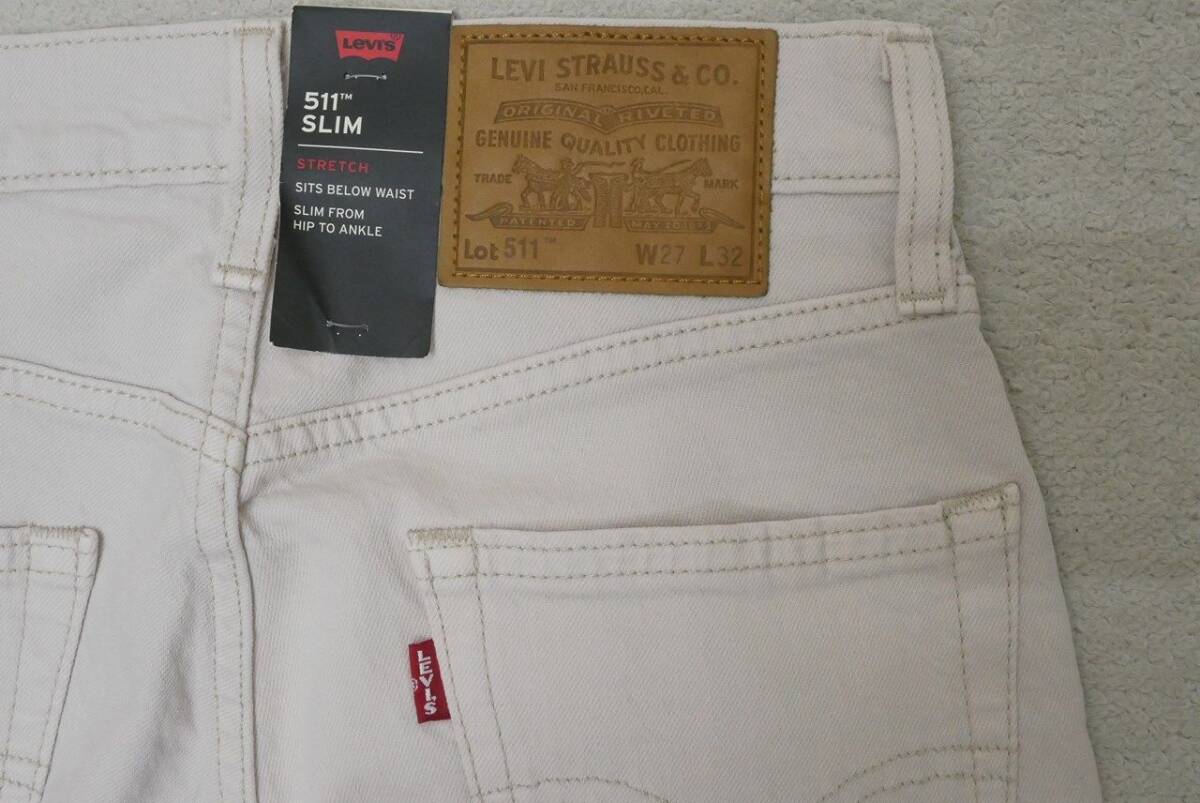  new goods Levi's 04511-4916 W27 511 slim Fit eggshell white stretch Denim BIG-E SLIM PUMICE STONE BLOOM