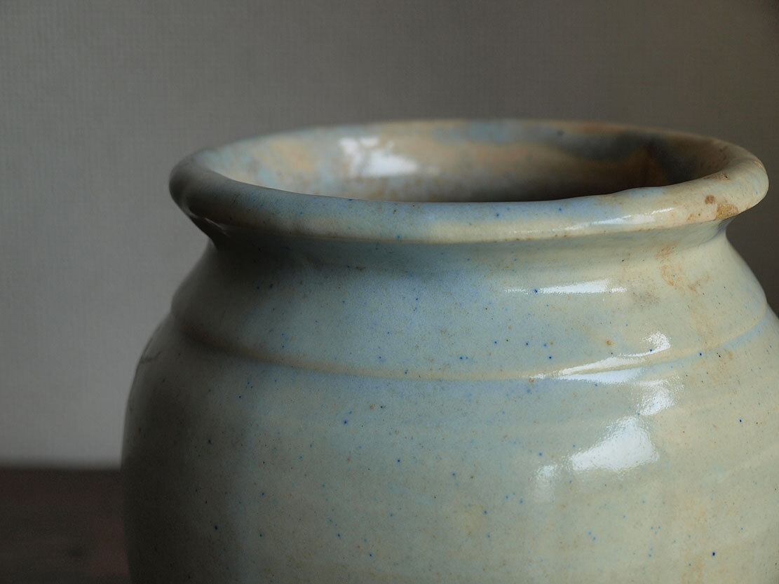 白釉薬 南欧陶器 マニセス H20.6cm 壷 花器 甕かめ 1910年代 昔 白釉薬 南欧陶器 マニセス H20.6cm 壷 花器 甕かめ 1910年代 昔