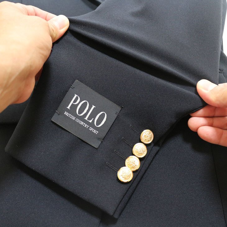 新品 春秋冬 POLO BRITISH COUNTRY SPIRIT ポロ ビーシーエス 濃紺ネイビー無地 コンブレ 金2つボタン ジャケット BB7_画像6