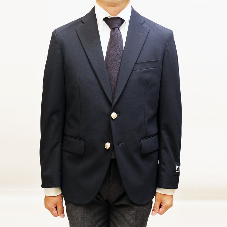 新品 春秋冬 POLO BRITISH COUNTRY SPIRIT ポロ ビーシーエス 濃紺ネイビー無地 コンブレ 金2つボタン ジャケット BB7_画像3