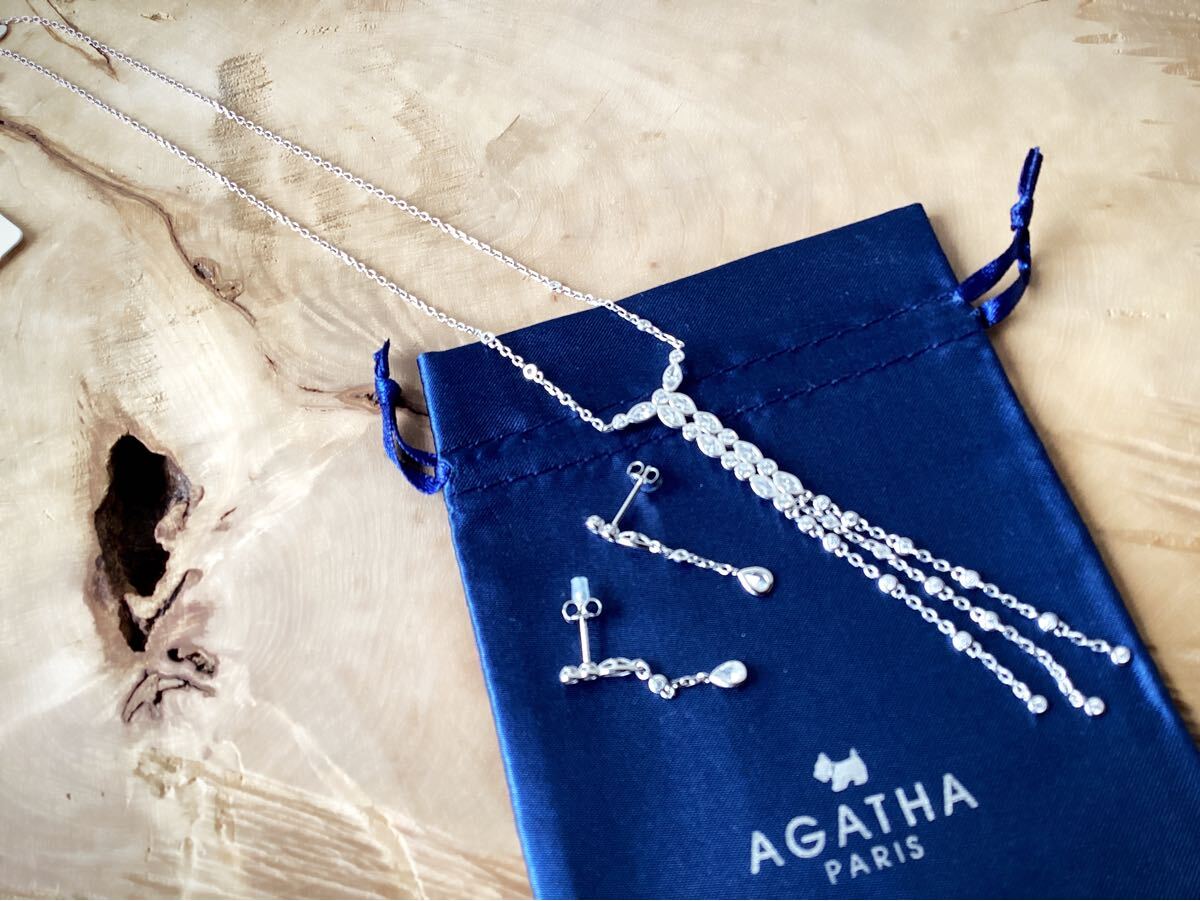 【AGATHA】アガタ　925 シルバー　キラキラビジュー　ネックレス　ピアス　2點(diǎn)セット