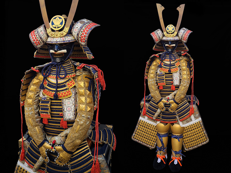 大袖鎧兜 一式 □ 立派 大鎧 金色 甲冑 ボコボコ 星兜 家紋前立 大袖鎧兜 一式 □ 立派 大鎧 金色 甲冑 ボコボコ 星兜 家紋前立