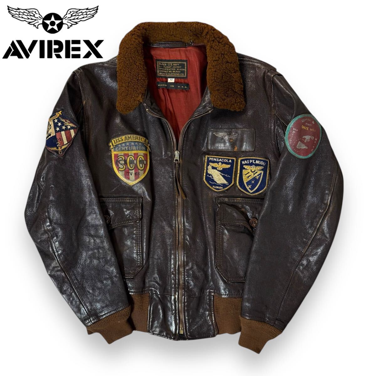 美品】AVIREX アヴィレックス レザーフライトジャケット G-1 美品】AVIREX アヴィレックス レザーフライトジャケット G-1