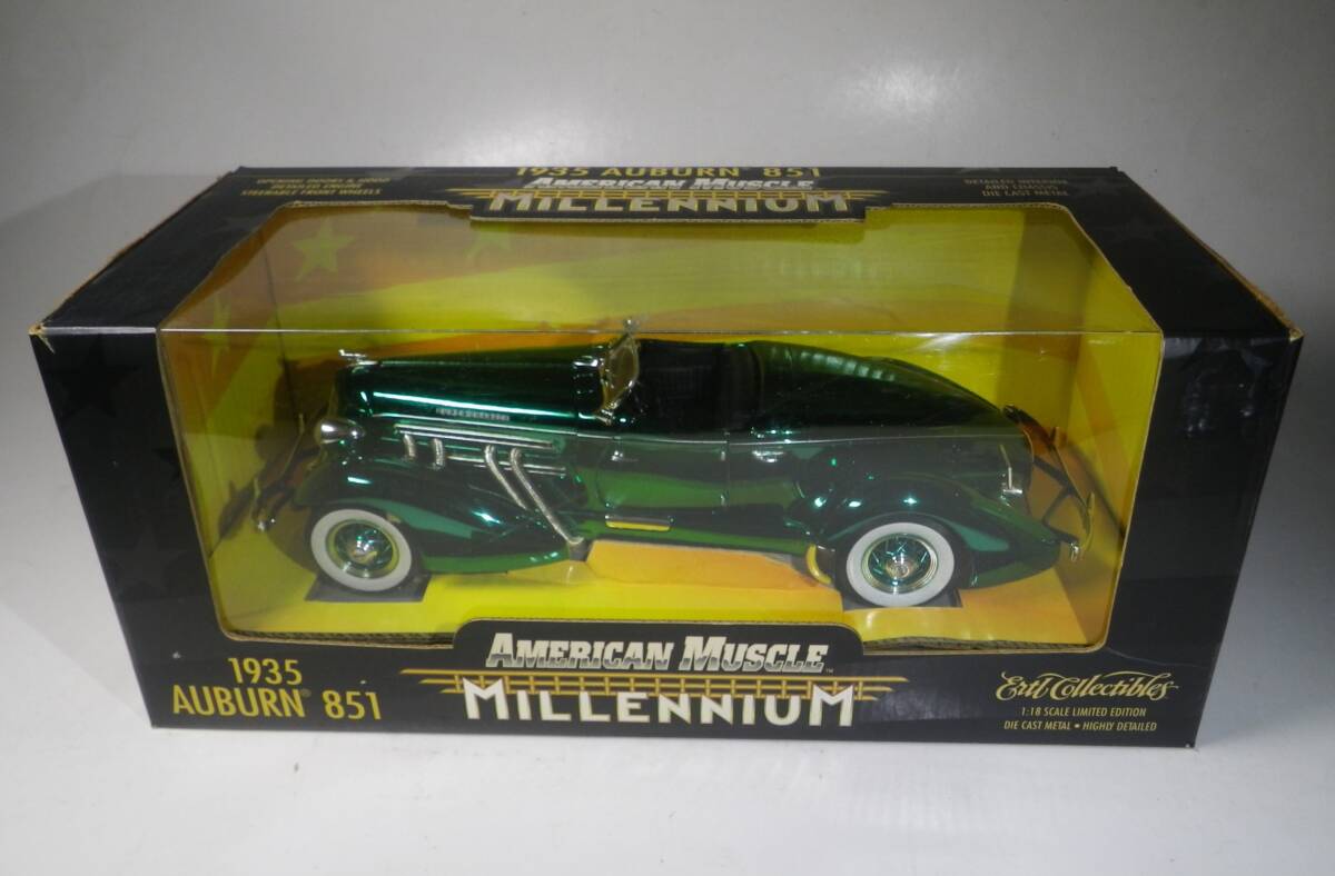 1935 オーバーン 851 1/18 ミレニアム AUBURN AMERICCAN MUSCLE MILLENNIUM クラッシックカー ミニカー メタリックグリーン コンパーチブル