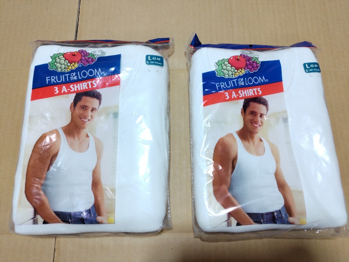 デッドストック フルーツオブザルーム タンクトップ 白 Lサイズ 2パックセット！！ FRUIT OF THE LOOM
