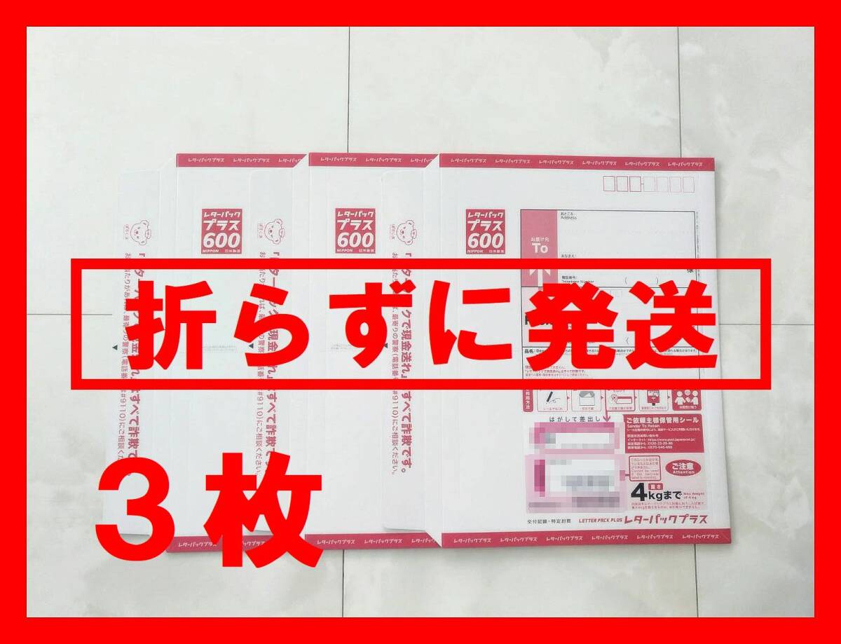 ■■送料無料■■レターパックプラス 600円■３枚セット■半分に折らずに発送■防水対策■赤■②