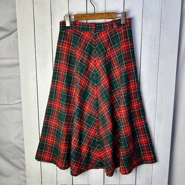 USA古着 70s~ USA製 柄合わせ タータンチェック ウールフレア USA古着 70s~ USA製 柄合わせ タータンチェック ウールフレア