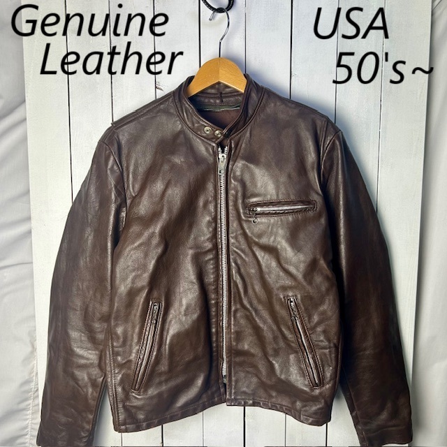 USA古着 50s~ 本革ステアハイド シングルライダースレザー USA古着 50s~ 本革ステアハイド シングルライダースレザー