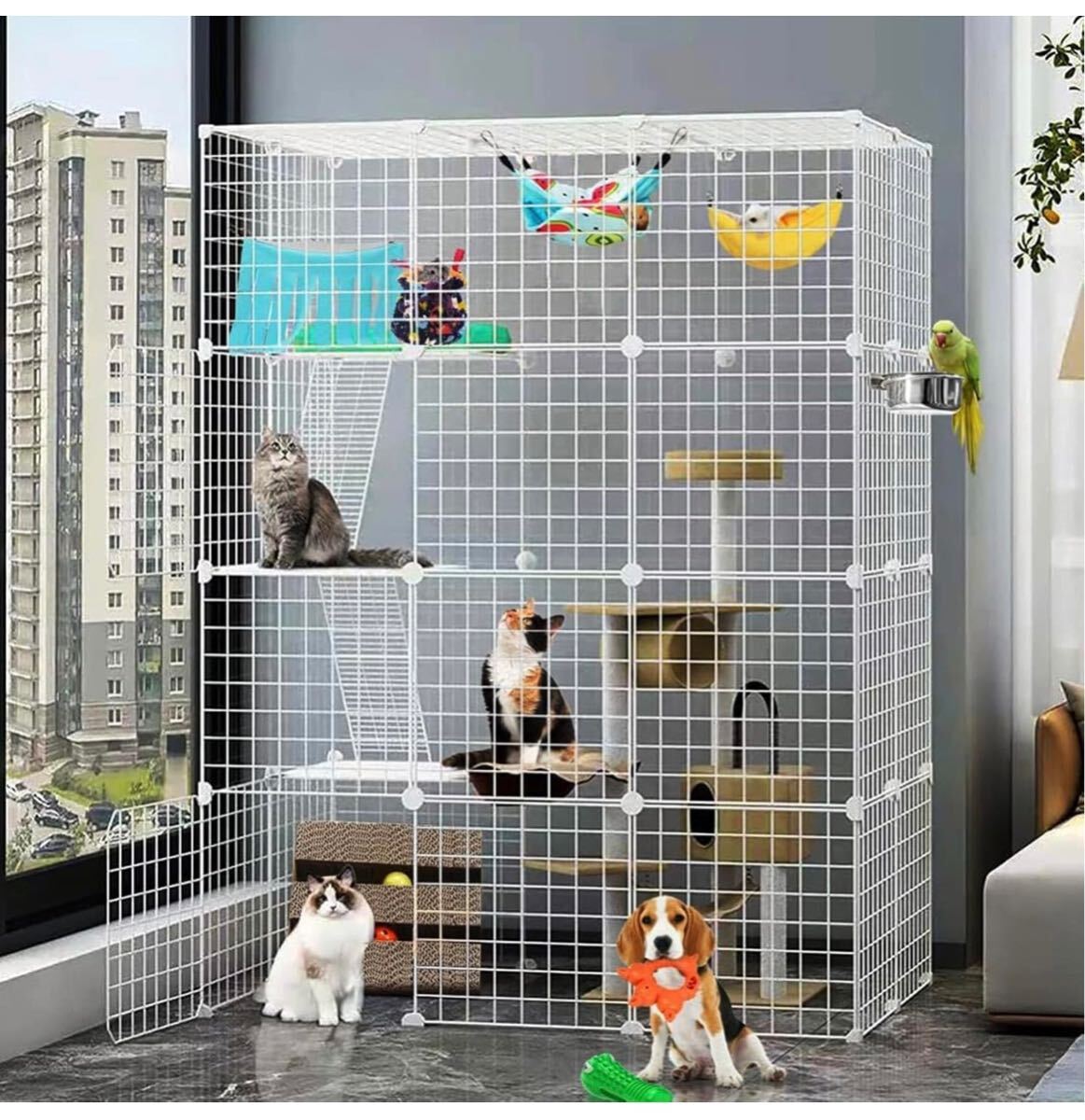 大型 猫ケージ キャットケージ 猫用ケージ 屋内猫ベビーサークル、猫犬小屋金属ワイヤー犬小屋 小動物ケージ1～4匹の猫に最適