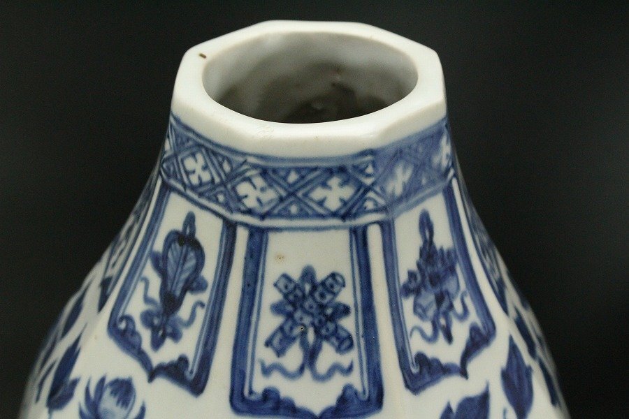 ET 中国美術 青花 枝花鳥紋 八方瓢瓶 高62cm(RC993) 銀閣】中国美術 青花 枝花鳥紋 八方瓢瓶 高62cm 旧家蔵出(RC993