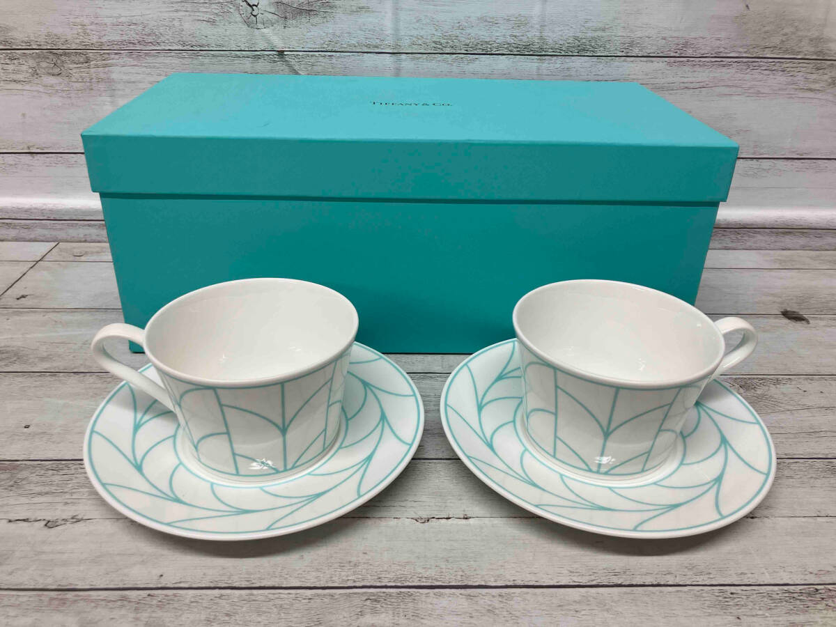 TIFFANY&Co. ティファニー カップ&ソーサー 2客 ウィートリーフ TIFFANY&Co. ティファニー カップ&ソーサー 2客 ウィートリーフ