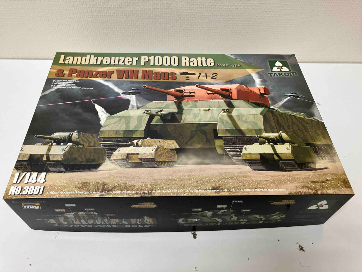 現状品 TAKOM LandKreuzer P1000 Ratte Proto Type & Panzer VIII Maus 1/144スケール No.3001