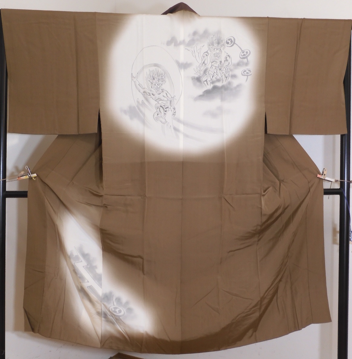 ＜銀の斧＞正絹?風(fēng)神雷神の男性用袷長襦袢?袖無雙?ぼかし染め?長じゅばん
