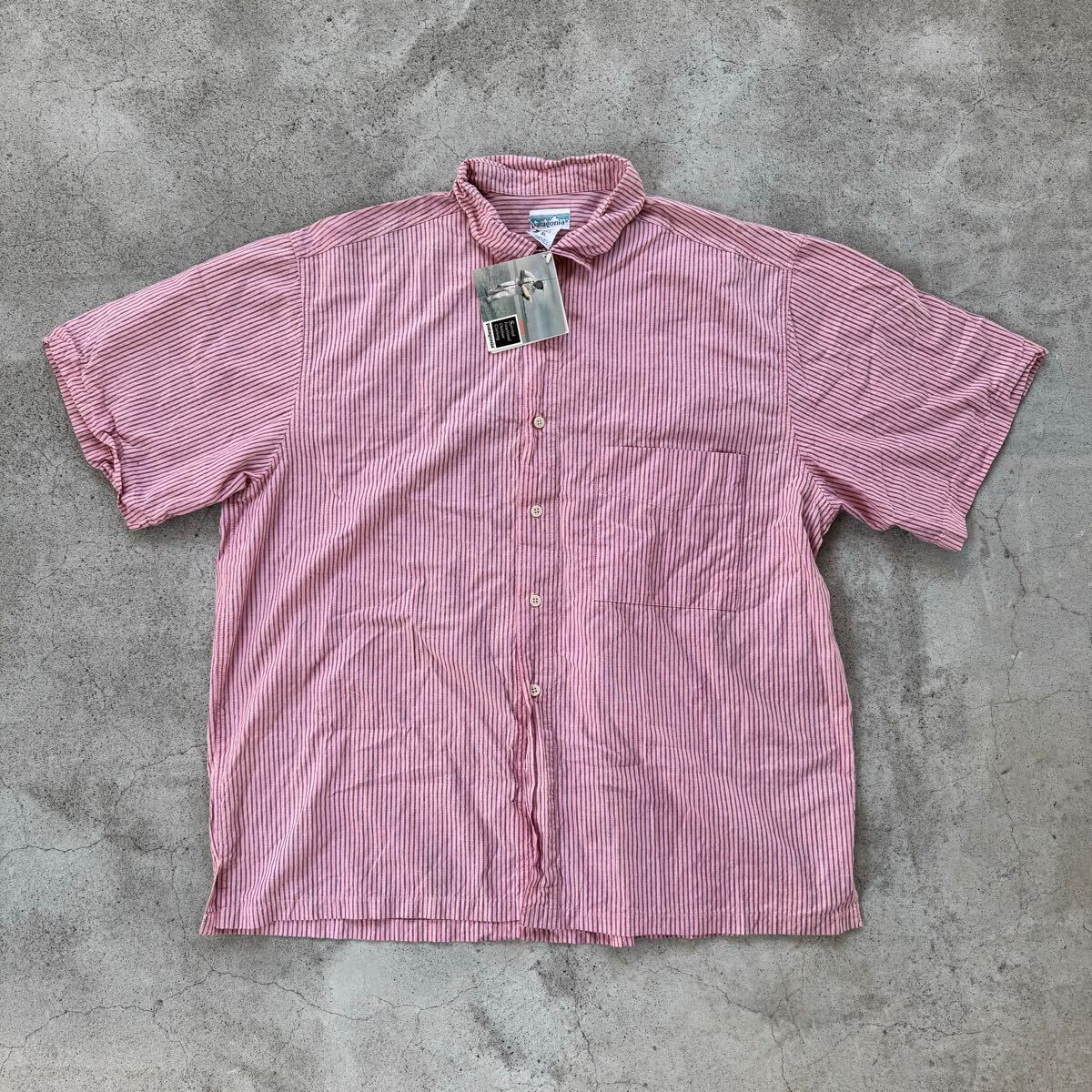 Patagonia ストライプ半袖シャツ XL 90s デッドストック パタゴニア Stripe Short Sleeve shirt ビンテージ 古着