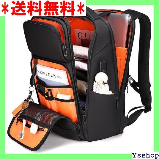 ☆ FENRUIEN リュック メンズ ビジネスリュック B充電ポート 黒 型崩れ防止 リュック 通学 通勤 出張 129