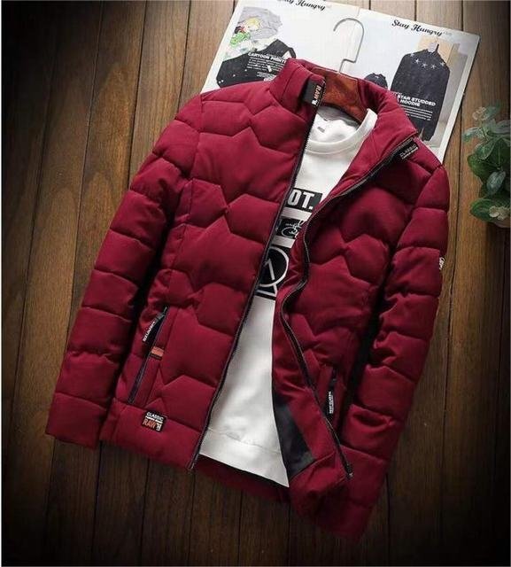  down jacket men's cotton inside jacket with a hood .v. manner coat snowsuit jacket blouson red 3XL