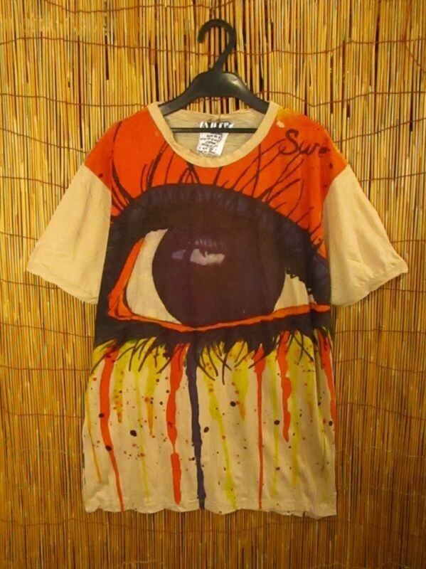 【送料込み／半額ＳＡＬＥ】⑥新品＊男女兼用＊コットン素材＊ビッグアイプリント＊半袖Ｔシャツ エスニック アジアン MAJAM