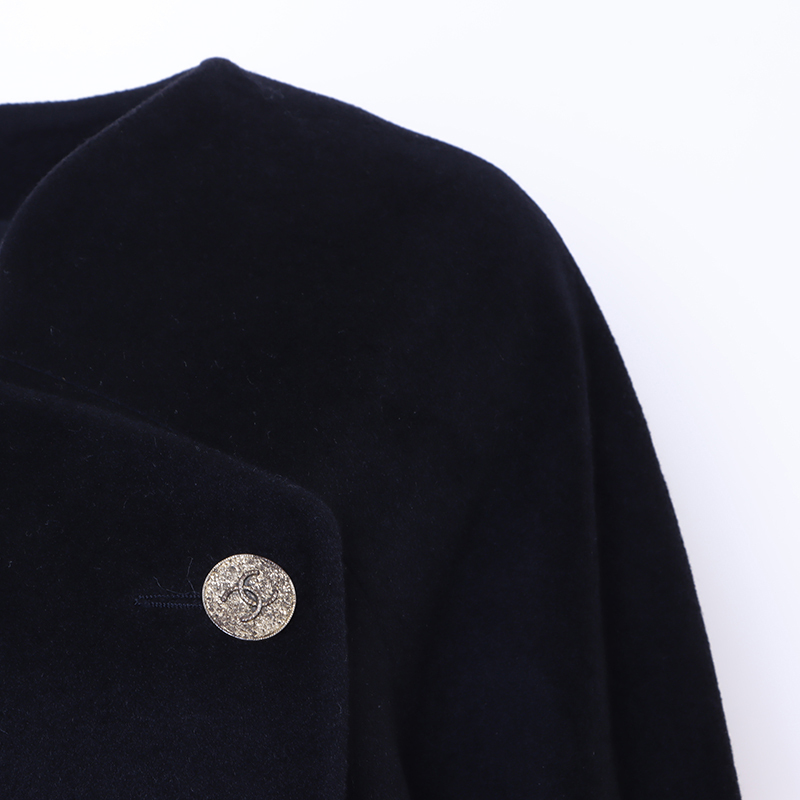  Chanel CHANEL coat here button da blue black 