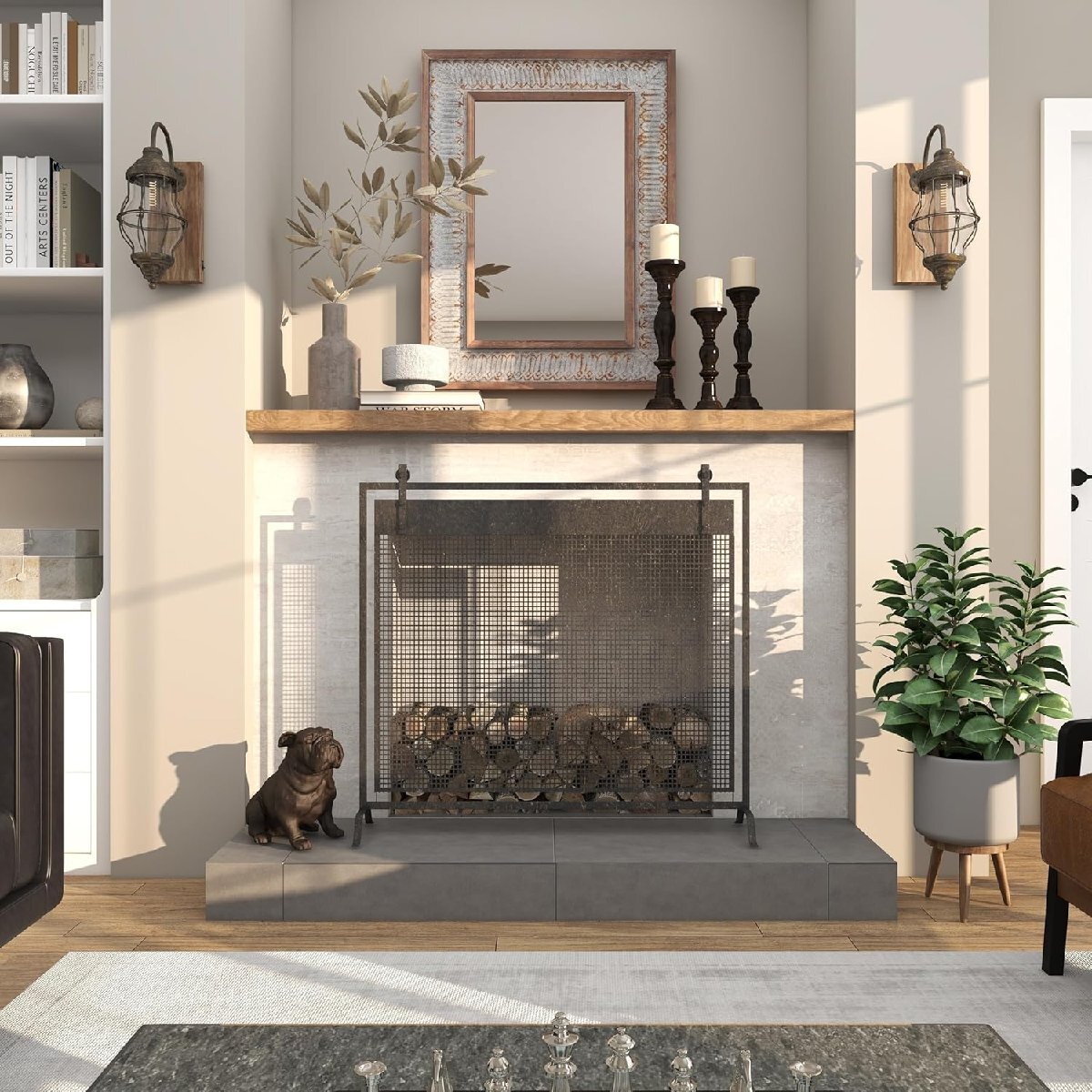 座るブルドッグ装飾彫刻 アンティーク調ホームデコレーション彫像アクセント置物動物彫刻贈り物輸入品